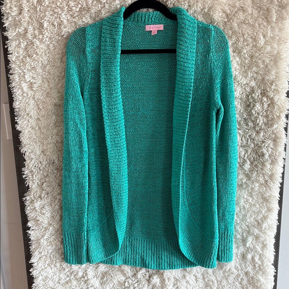 Teal Lilly Pulitzer Open Front Cardigan